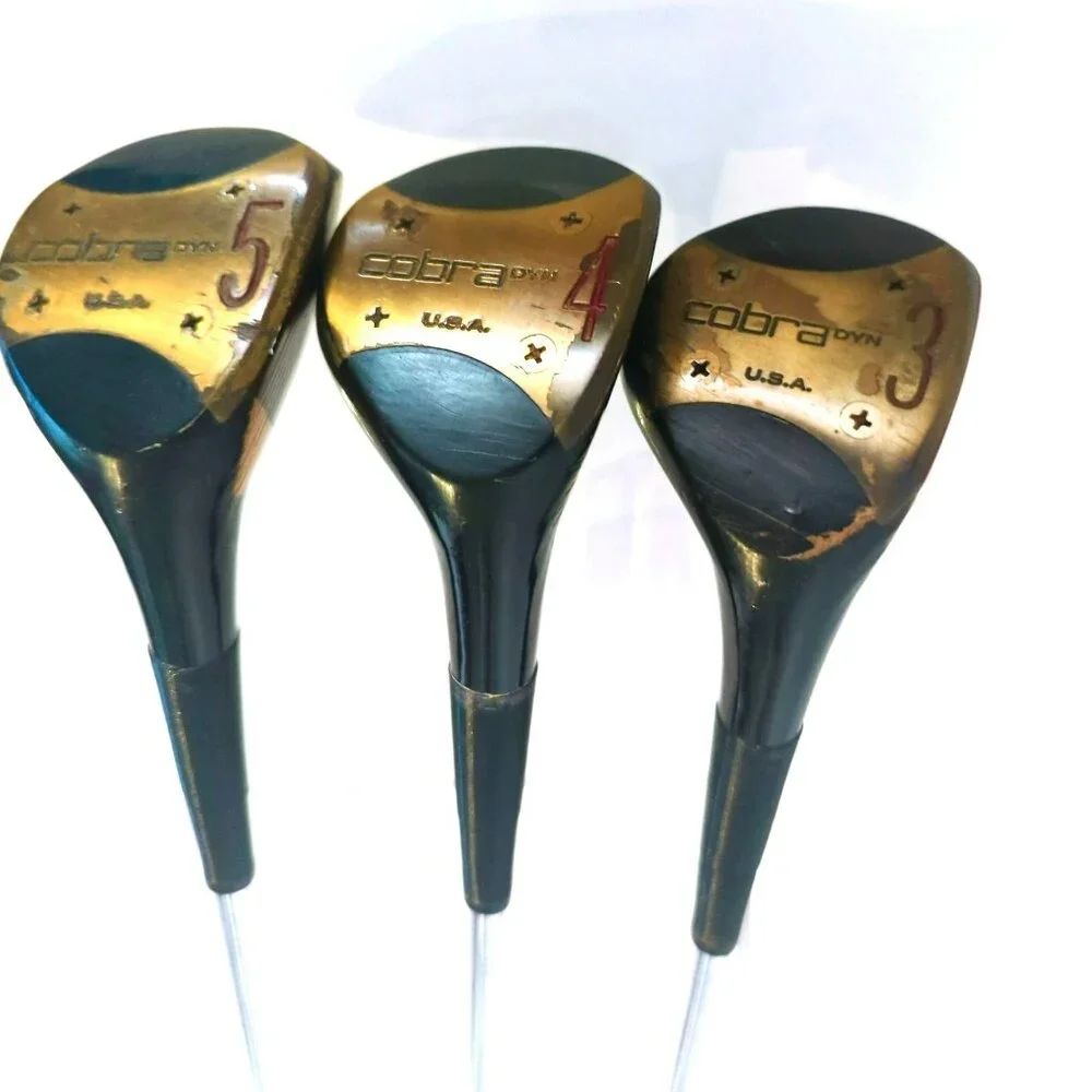 Cobra Dyn 3/4/5 Persimmon Woods Golf Club Set Vintage USA Steel Shaft - Picture 1 of 9